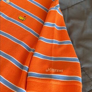Orange Blue Striped Polo Shirt Youth Boys Masters Golf Augusta National M 12 14